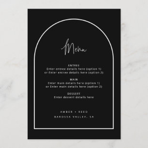 Modern Arch Retro Minimalist Script Black Wedding Menu