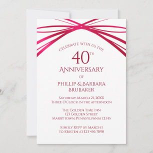 Modern Arch Ruby 40th Wedding Anniversary Party Invitation