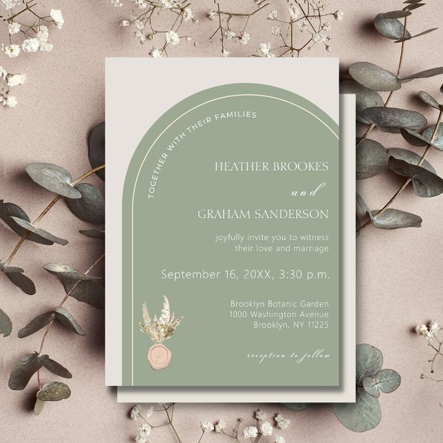 Modern Arch Sage Green Wedding Invitation (Creator Uploaded)