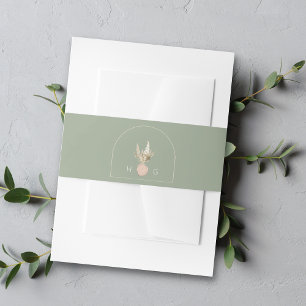 Modern Arch Sage Green Wedding Invitation Belly Band