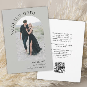 Modern Arch Save the Date with Photo and QR code