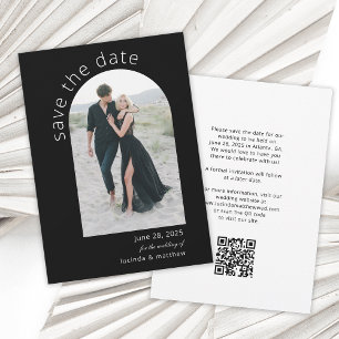 Modern Arch Save the Date with Photo and QR code