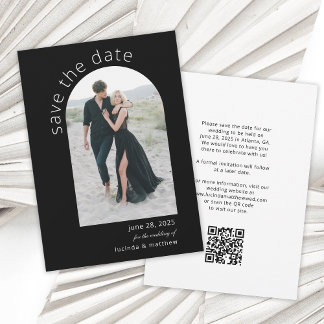 Modern Arch Save the Date with Photo and QR code