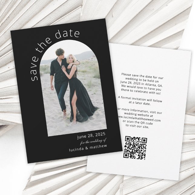 Modern Arch Save the Date with Photo and QR code (Creator Uploaded)