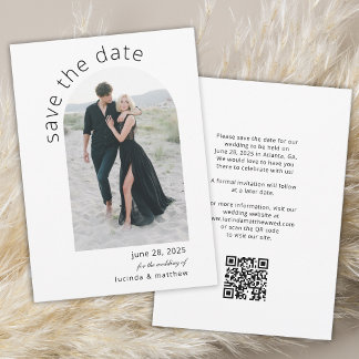 Modern Arch Save the Date with QR code