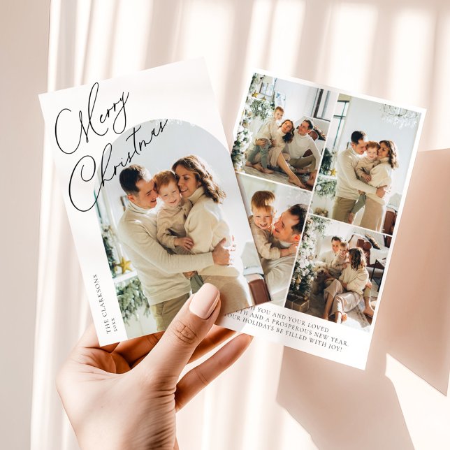 Modern Arch Script Merry Christmas Holiday Card (Creator Uploaded)