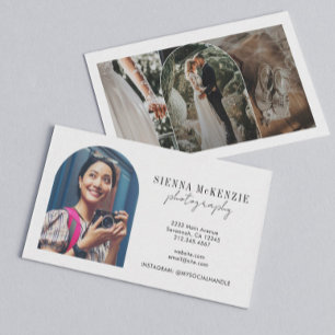 Modern Arch Script Photography Professional Business Card