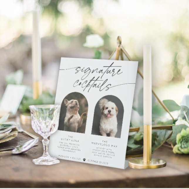 Modern Arch Signature Cocktails Pet Photo  Pedestal Sign (Creator Uploaded)