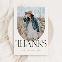 Modern Arch Simple Boho Three Photo Graduation