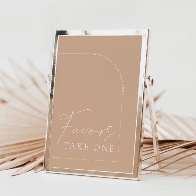 Modern Arch Tan Calligraphy Favours Wedding Sign Invitation (Creator Uploaded)