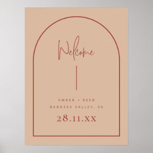 Modern Arch Terracotta Blush Palm Wedding Welcome Poster