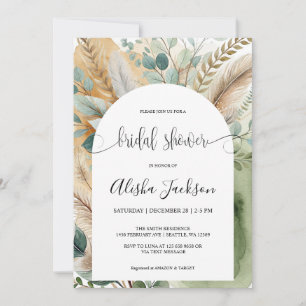 Modern Arch Terracotta & Sage Bridal Shower  Invitation