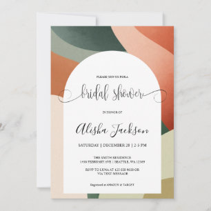 Modern Arch Terracotta & Sage Bridal Shower  Invitation