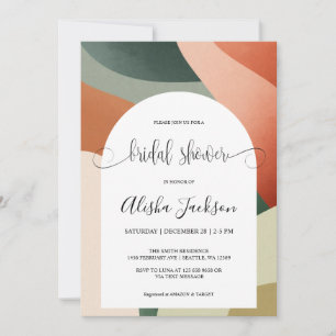 Modern Arch Terracotta & Sage Bridal Shower  Invitation
