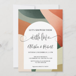 Modern Arch Terracotta Sage Couples Shower Invite