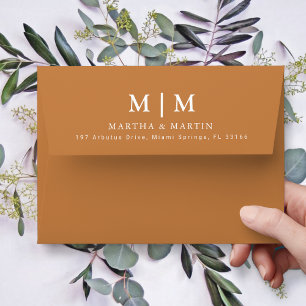 Modern Arch Terracotta Wedding Return Address 5x7 Envelope