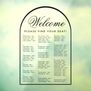 Modern Arch Transparent Alphabetical Seating Chart