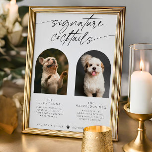 Modern Arch Wedding Signature Cocktails Pet Photo  Poster