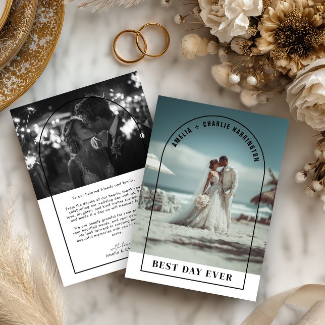Modern Arch Wedding Thank You Card (Creator Uploaded)