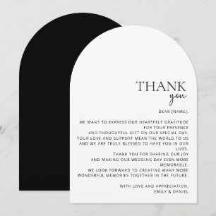 Modern, arch, white and black, thank you card