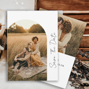 Modern Arched Frame Wedding Photo Save The Date