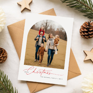Modern Arched Layout Family Two Photo Christmas Holiday Card