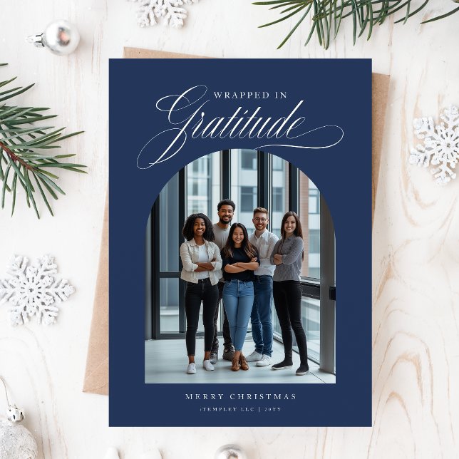 Modern Arched Photo Business Christmas Card (Creator Uploaded)