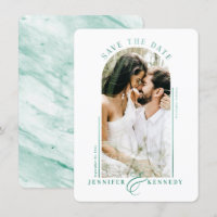 Modern Arched Photo Frame Emerald Marble Back