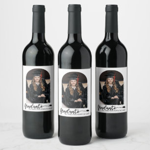 Modern Arched Photo Graduation Wine Label