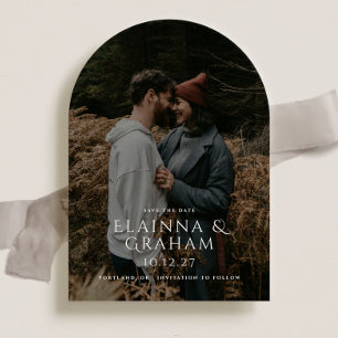 Modern Arched Wedding Photo Save the Date Invitation
