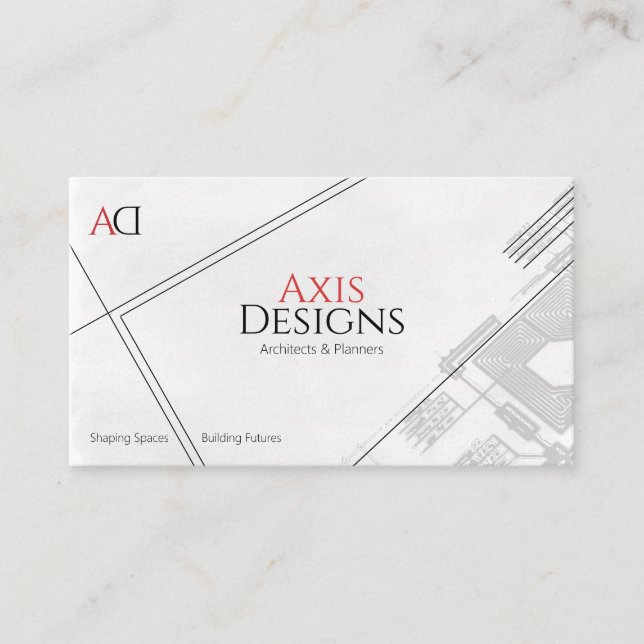 Modern Architect Business Card Blueprint Design (Front)