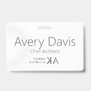 Modern Architect   Minimalist Black & White Name ID Badge