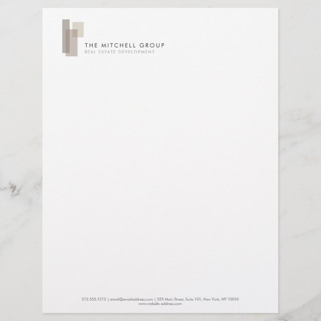 Modern Architectural Blocks Logo Minimalist Custom Letterhead (Front)