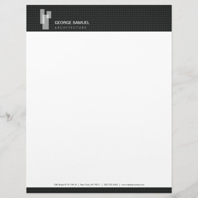Modern Architectural Blocks Logo White/Gray  Custom Letterhead (Front)