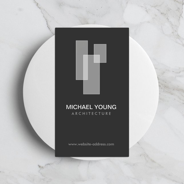 Modern Architectural Blocks Logo White/Grey Business Card (Creator Uploaded)