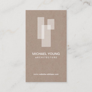 Modern Architectural Blocks Logo White/Tan Business Card