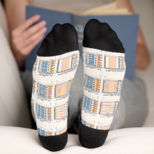 Modern Architectural Blueprint Socks