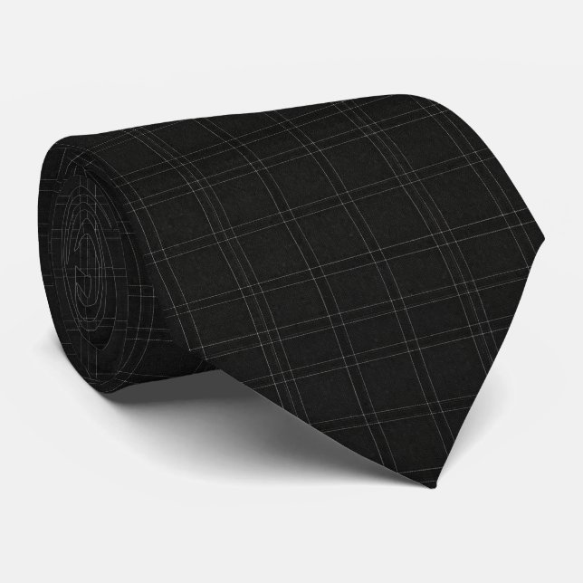 Modern Architectural Micro Grid Black Tie (Rolled)