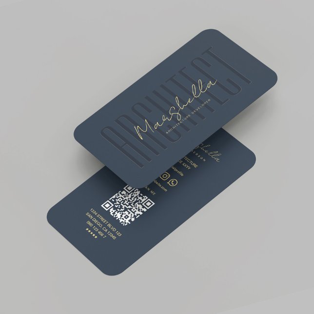 Modern Architecture Architect Developer Dark Blue Business Card (Modern Architecture Architect Developer Dark Blue)