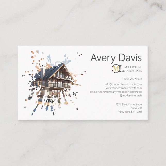 Modern Architecture Firm with Artistic Design Business Card (Front)