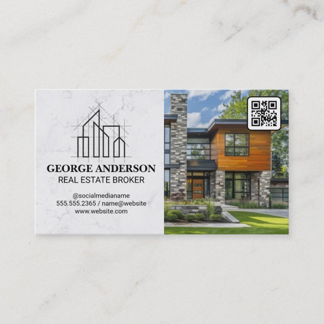Modern Architecture | Real Estate Properties Business Card (Front)