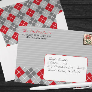 Modern Argyle Christmas Greeting Card Envelopes