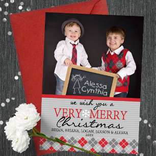 Modern Argyle Christmas Greeting Cards - 1 Photo