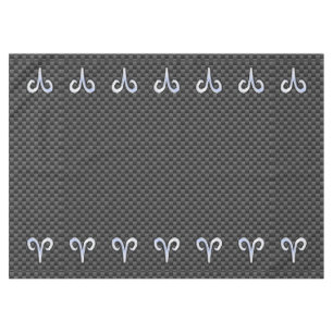 Modern Aries Sign on Charcoal Carbon Fibre Print Tablecloth