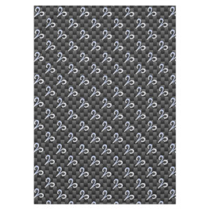 Modern Aries Sign on Charcoal Carbon Fibre Print Tablecloth