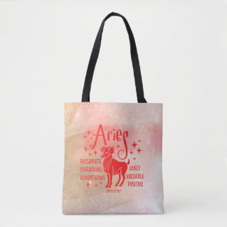 Modern Aries Zodiac Horoscope Personalised Tote Bag