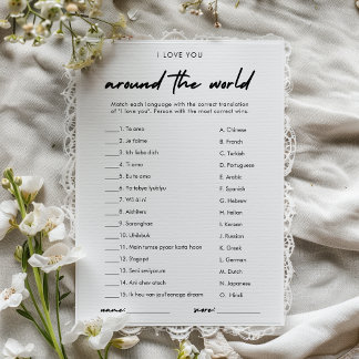 Modern Around The World Bridal Shower Game Card