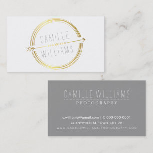 MODERN ARROW LOGO gold foil rustic hand drawn Business Card