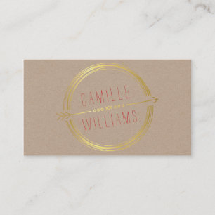 MODERN ARROW LOGO gold foil rustic hand drawn Business Card