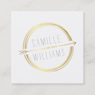 MODERN ARROW LOGO gold foil rustic hand drawn Square Business Card